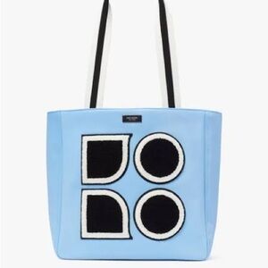Kate Spade Light Blue Tote with Black and White Design- NWOT